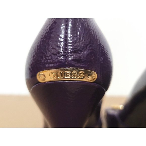Guess Purple Patent Leather Wedge Shoes Womens Size 8.5 Peep Toe Heels - Picture 7 of 12